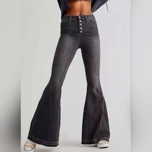 Free People High Waisted Button Fly Flare Jean Sz 25